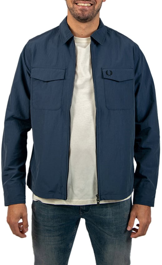 Fred Perry Fred Perry Zip Through Overshirt Blauw
