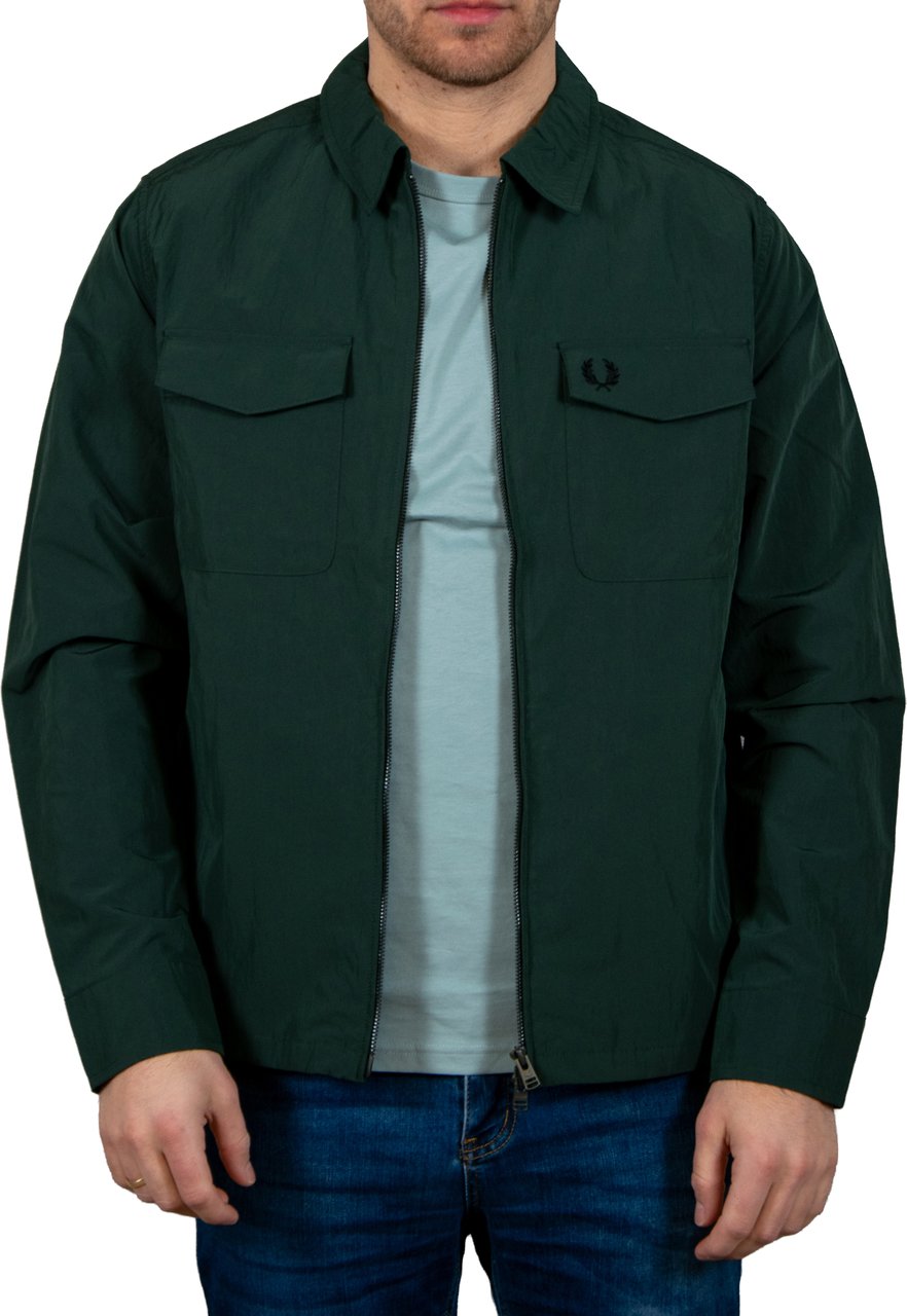 Fred Perry Zip Through Overshirt Groen