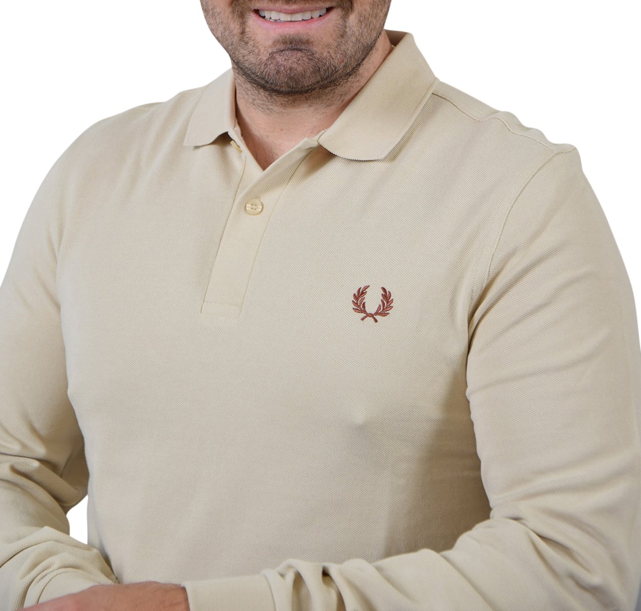 Fred Perry LS Plain Fred Perry Shirt Beige
