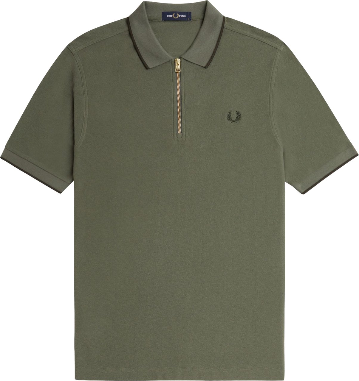 Fred Perry Crepe Pique Zip Neck Polo Shirt Groen