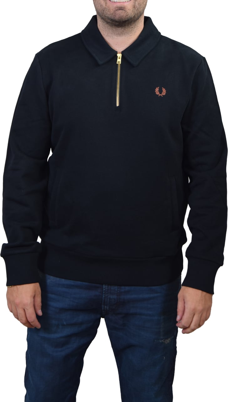 Fred Perry Half Zip Smock Sweatshirt Blauw