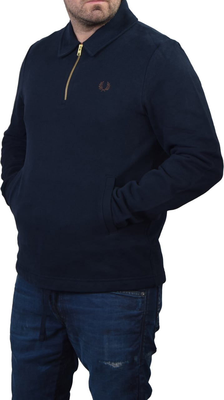 Fred Perry Half Zip Smock Sweatshirt Blauw