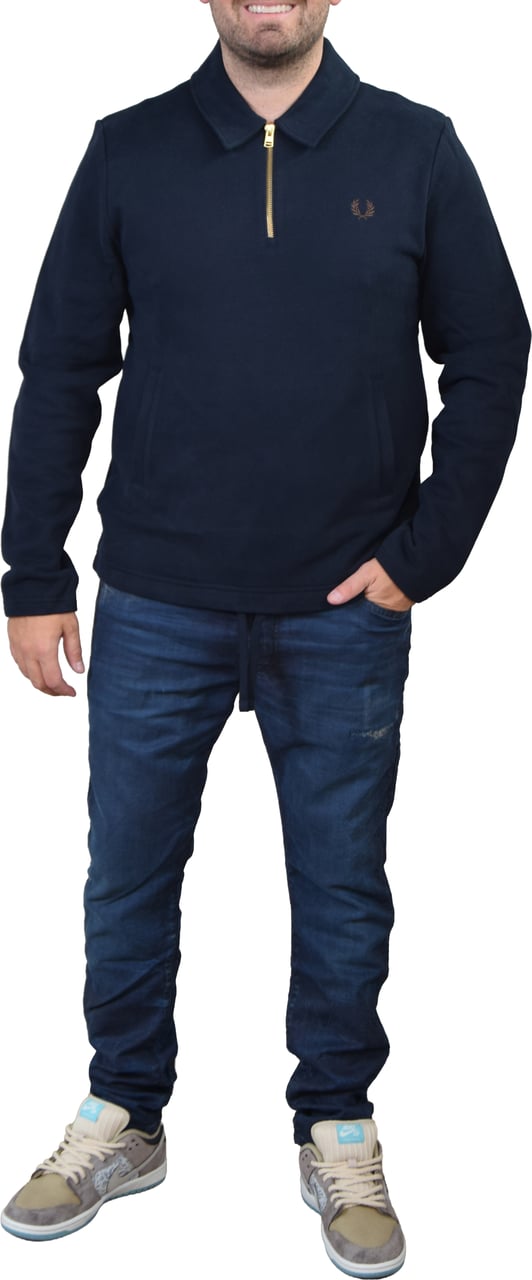 Fred Perry Half Zip Smock Sweatshirt Blauw