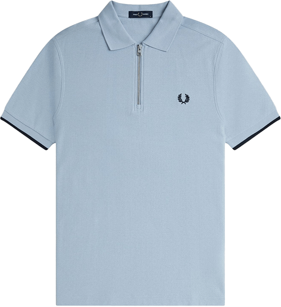 Fred Perry Fred Perry Crepe Pique Zip Neck Shirt Blauw