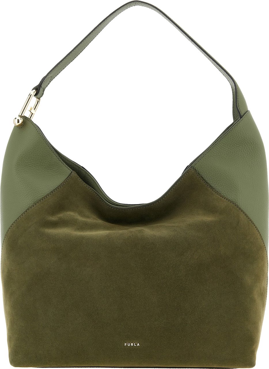Furla Bicolor Calfskin Shoulder Bag Groen