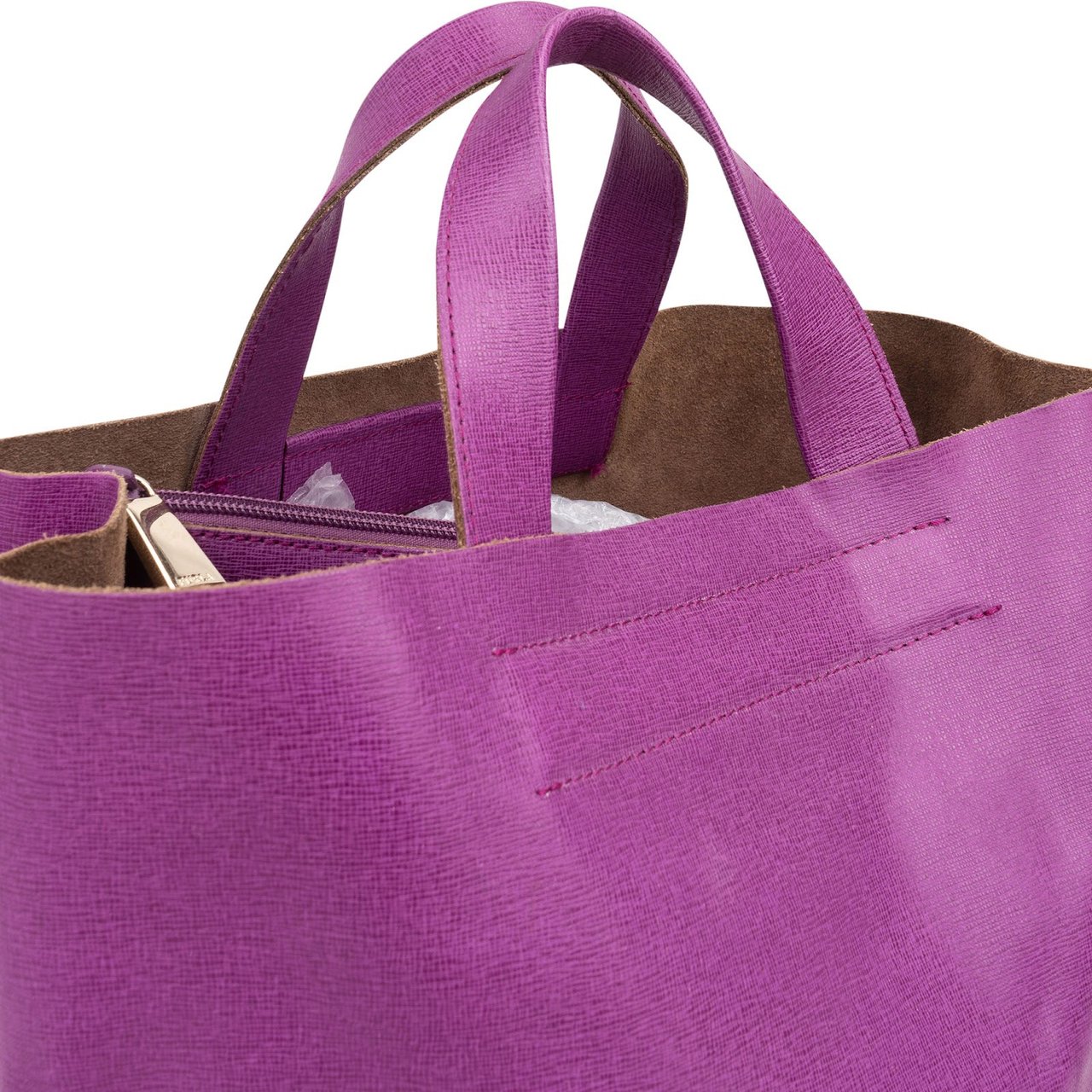 Furla Furla Grained Leather Man Giove Tote Handbag Roze