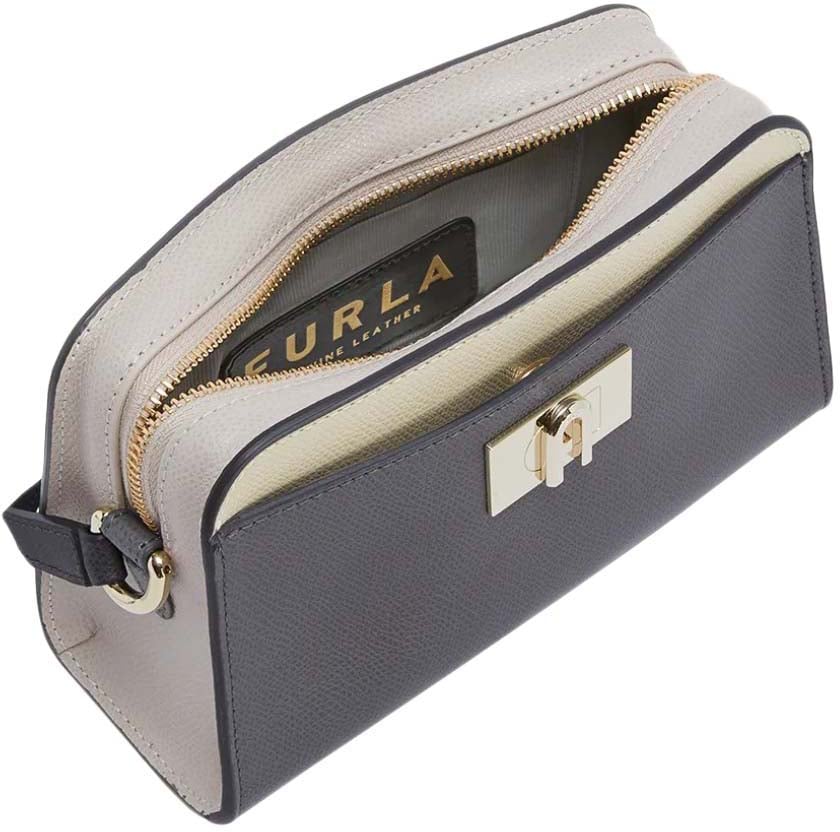 Furla Compact Grey Leather Bag with Structured Silhouette Neutraal