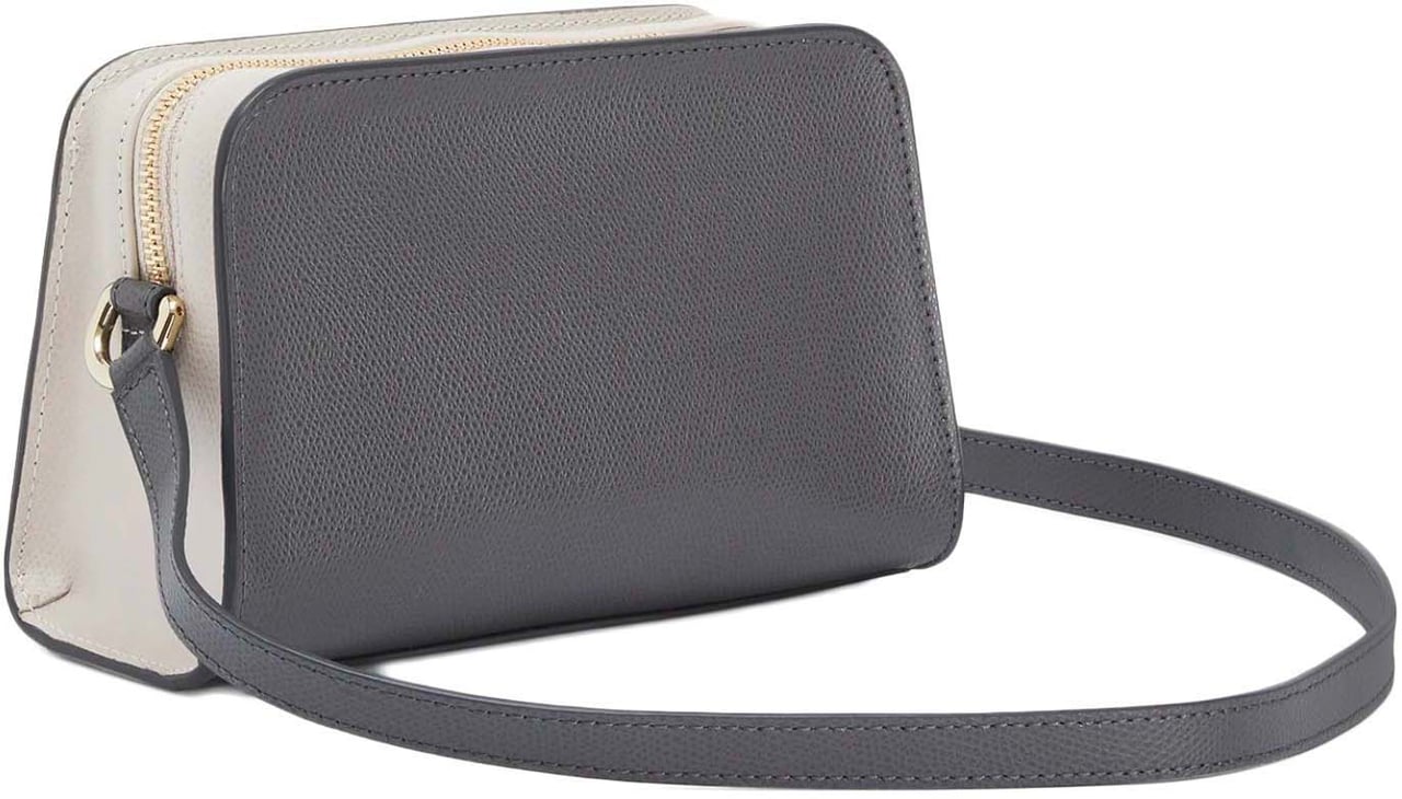 Furla Compact Grey Leather Bag with Structured Silhouette Neutraal
