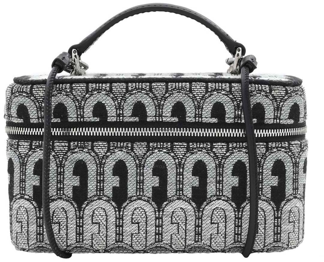 Furla Structured Grey Wallet with Zip Closure Grijs