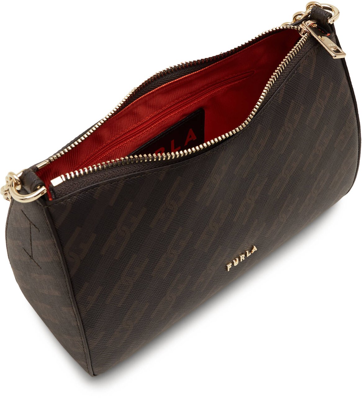 Furla Structured Monogram Bag with Chain Strap Neutraal
