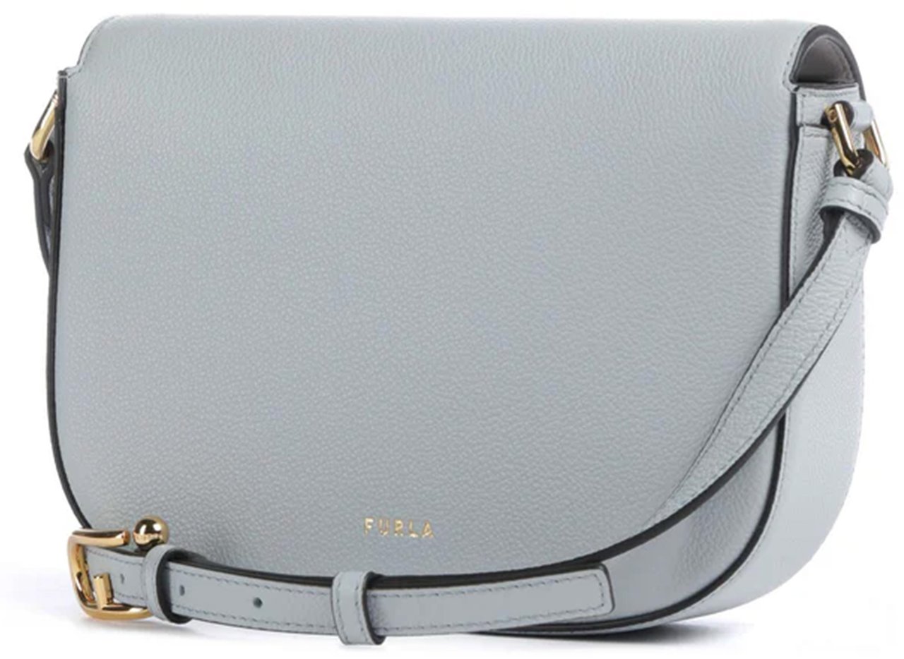 Furla Moonlight S Crossbody Textured Grey Leather Bag Wit