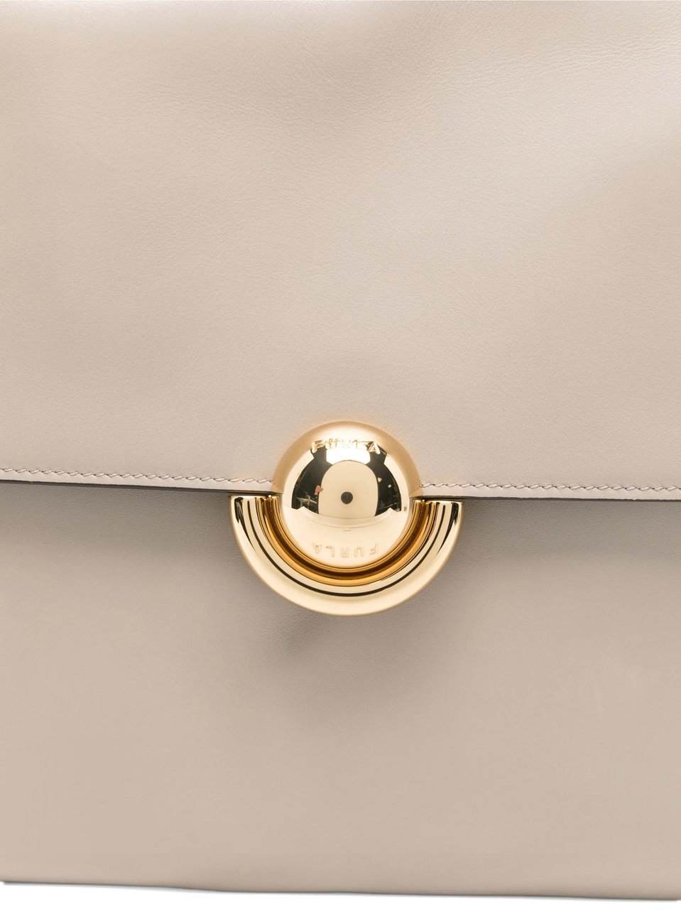 Furla Domus M Structured Neutral Leather Shoulder Bag Grijs