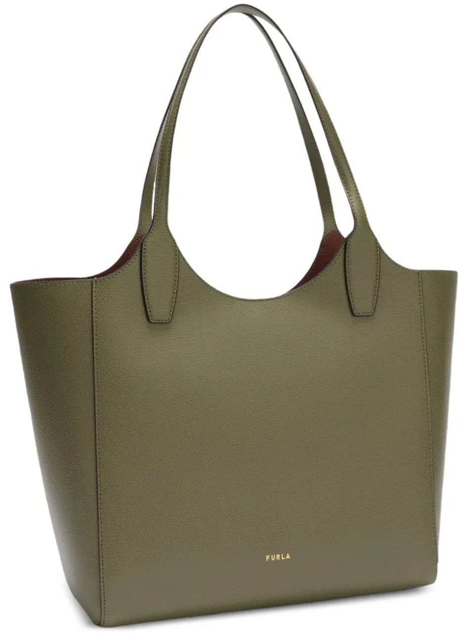 Furla Lea M Tote Textured Leather Handbag Grijs
