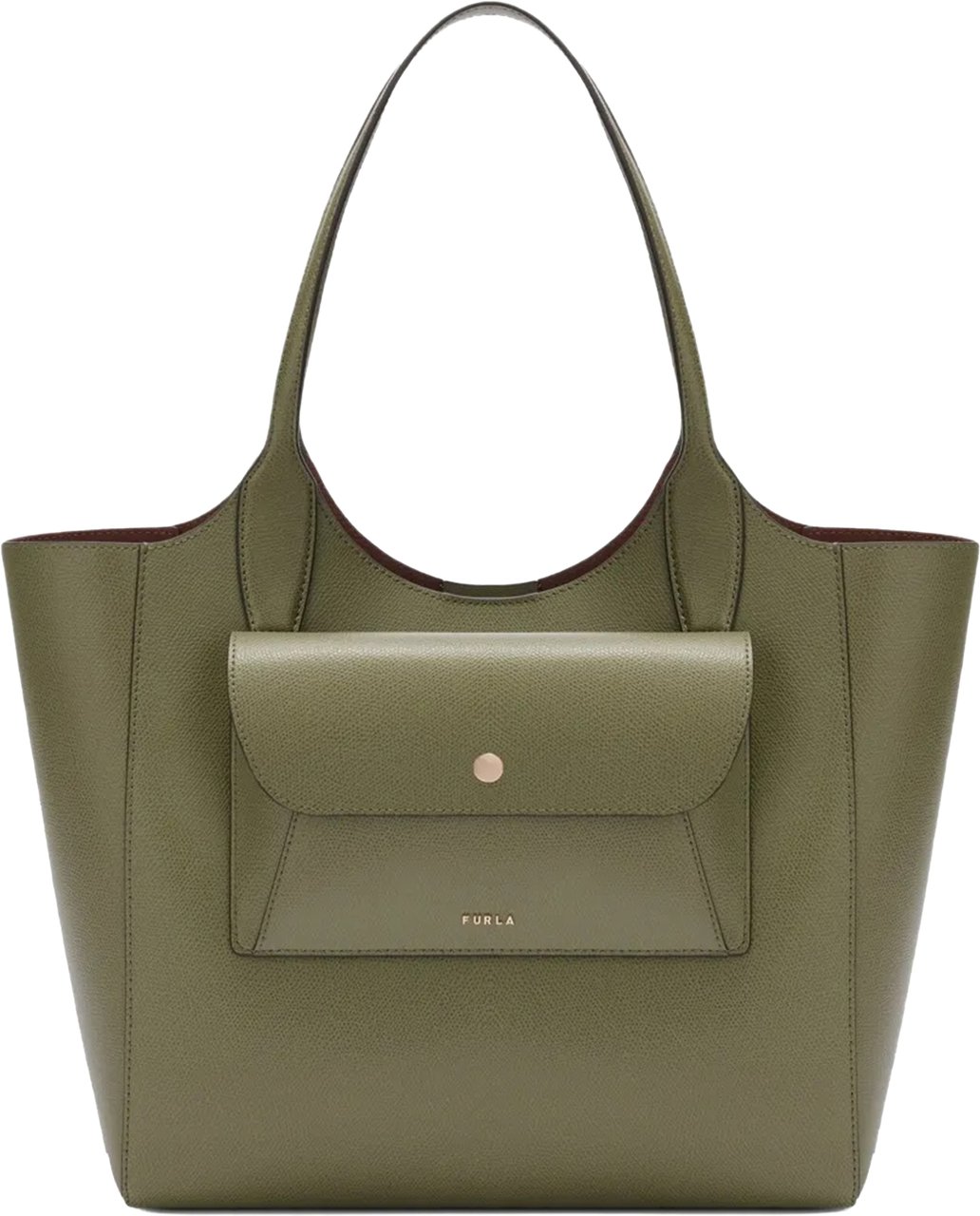 Furla Lea M Tote Textured Leather Handbag Grijs