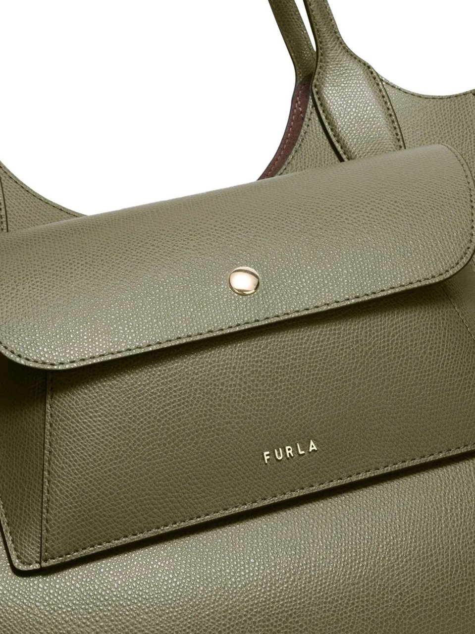 Furla Lea M Tote Textured Leather Handbag Grijs