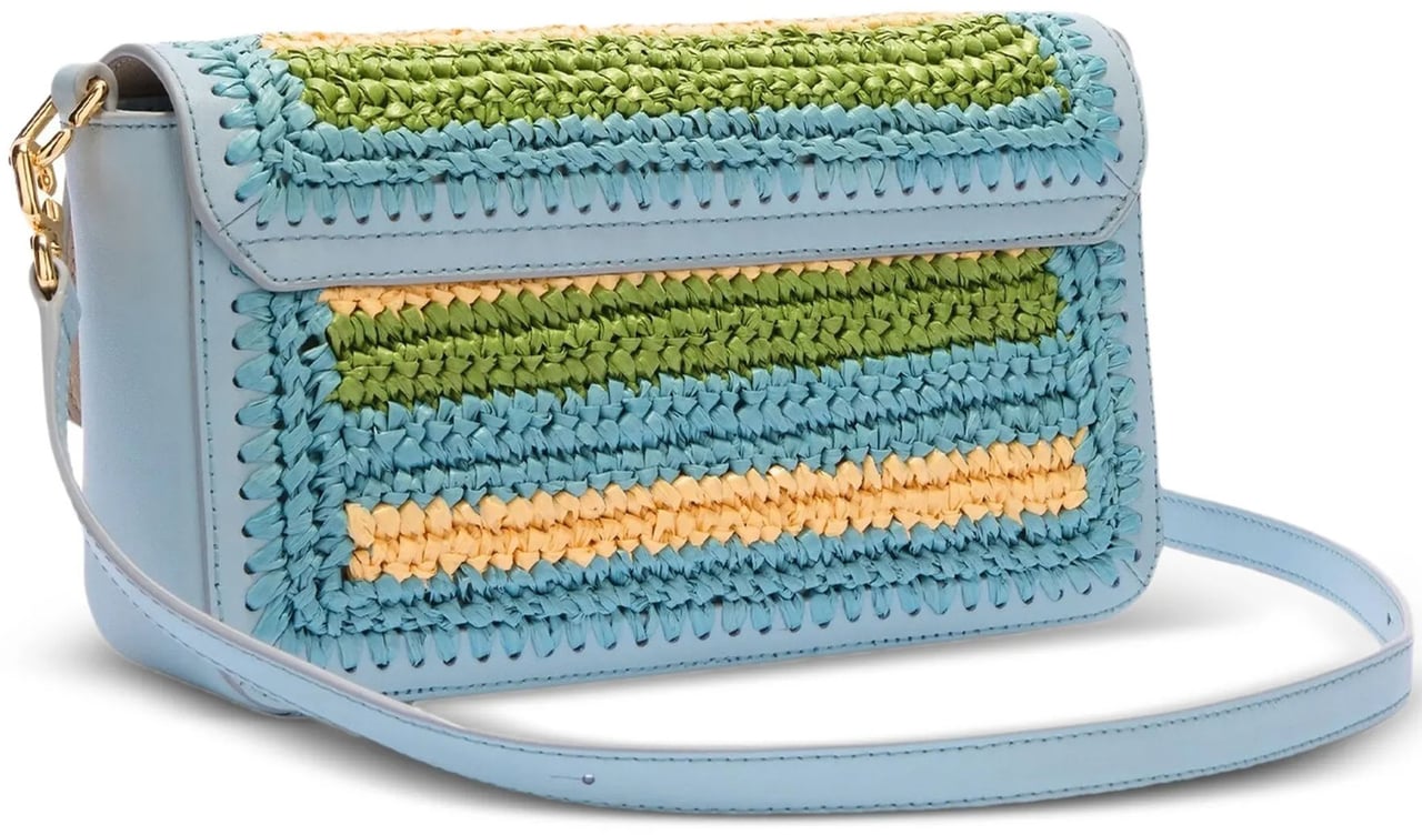 Furla Iride S Woven Polypropylene Striped Shoulder Bag Blauw