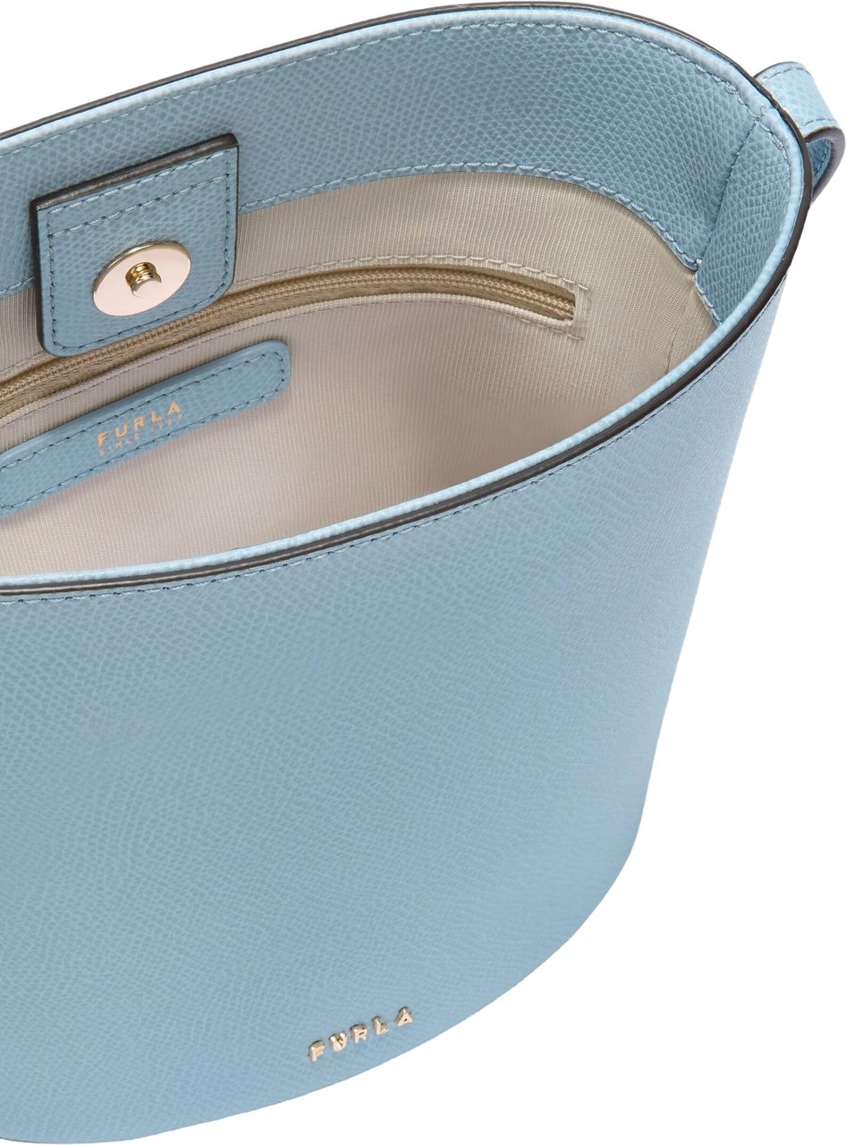 Furla Roxie Bucket Structured Soft Blue Leather Bag Blauw