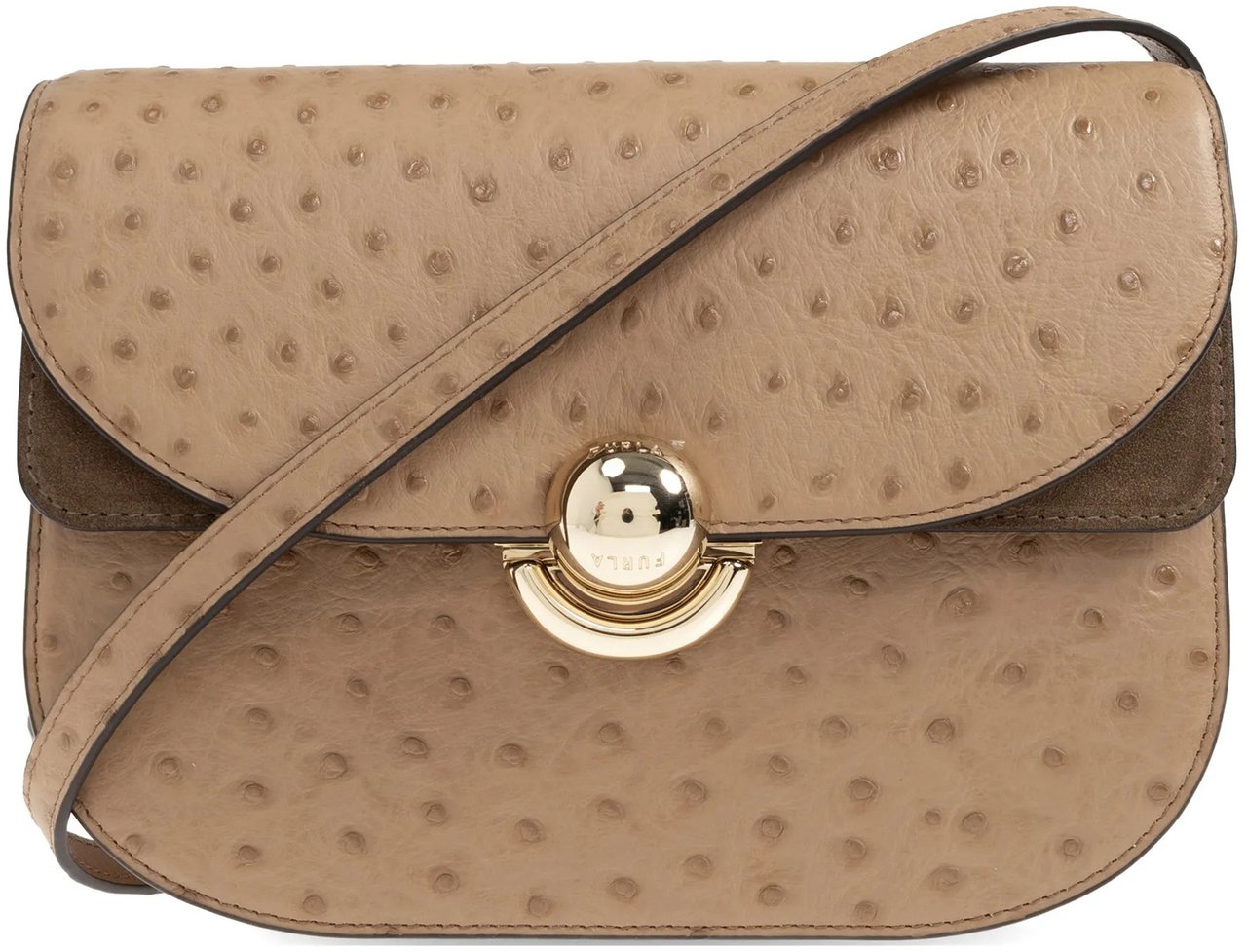 Furla Sfera S Structured Dotted Brown Leather Bag Neutraal