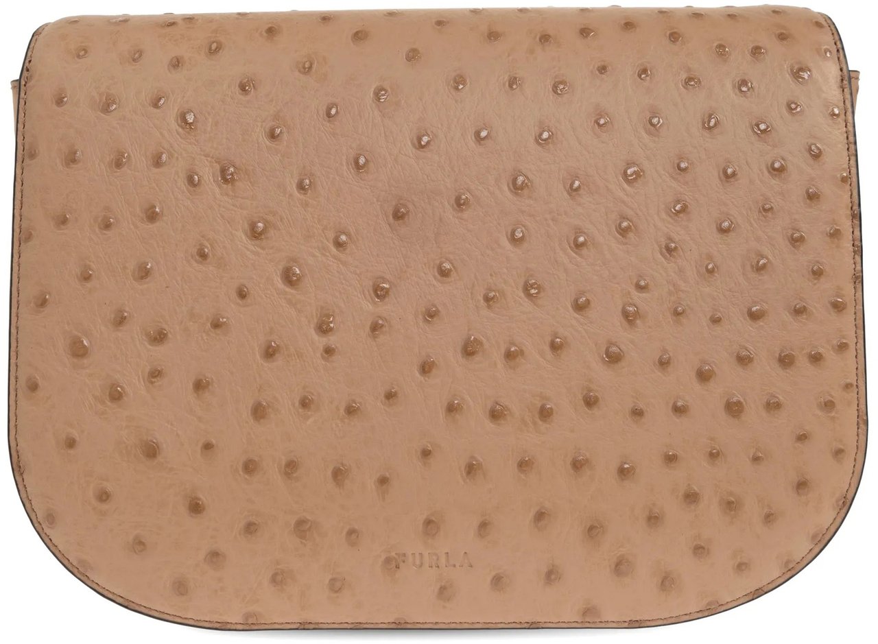 Furla Sfera S Structured Dotted Brown Leather Bag Neutraal