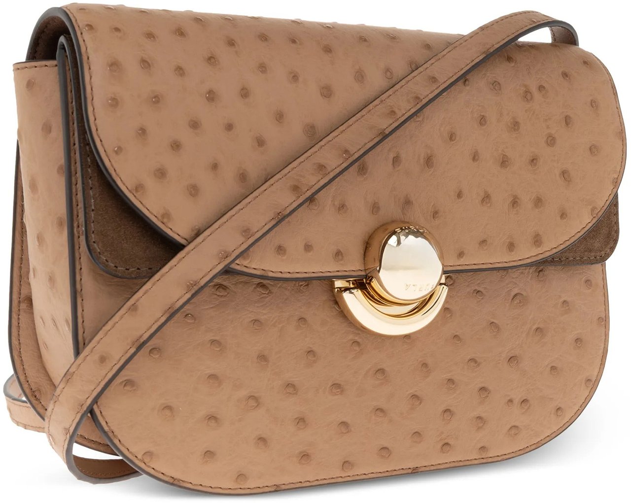 Furla Sfera S Structured Dotted Brown Leather Bag Neutraal