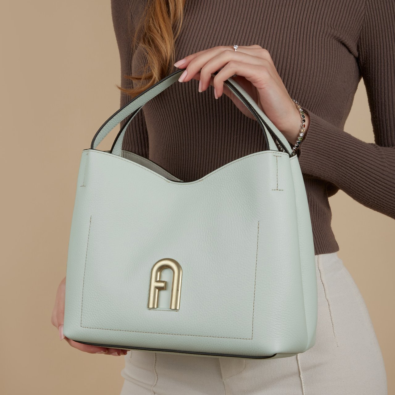 Furla Primula Runderleer Handtas Groen