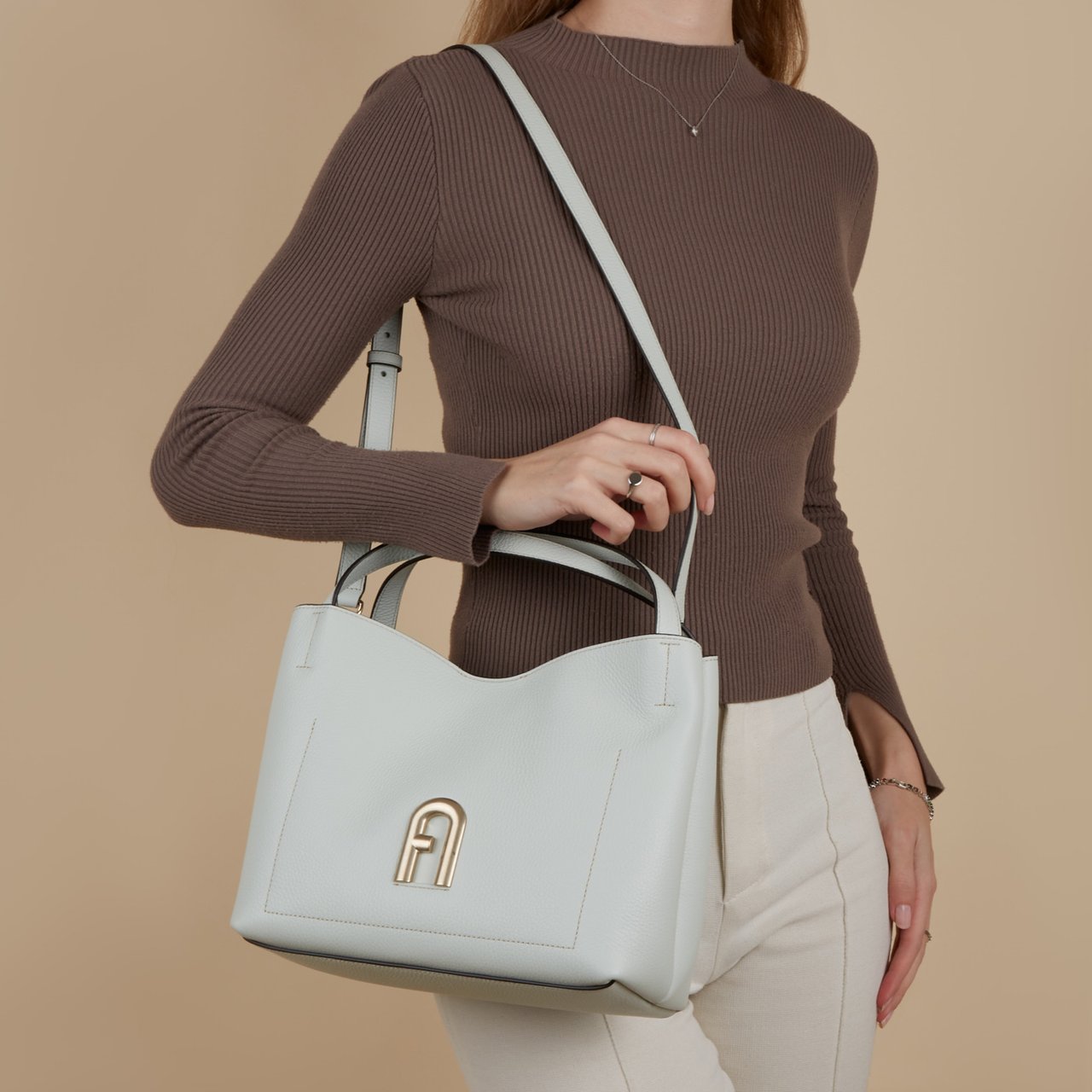 Furla Primula Runderleer Handtas Groen