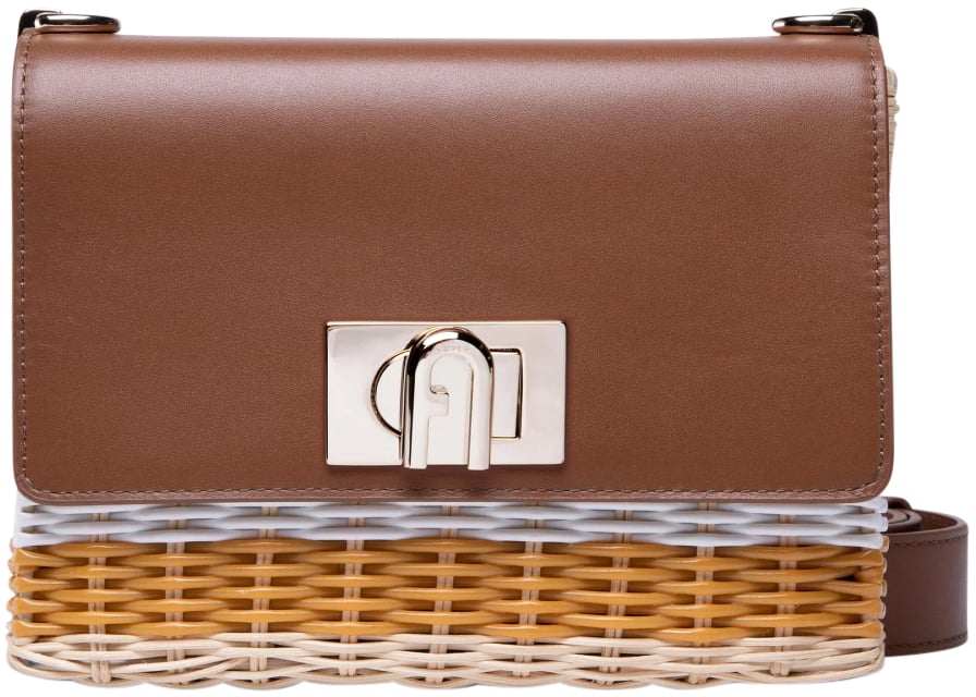 Furla 1927 Logo Wicker Shoulder Bag Bruin