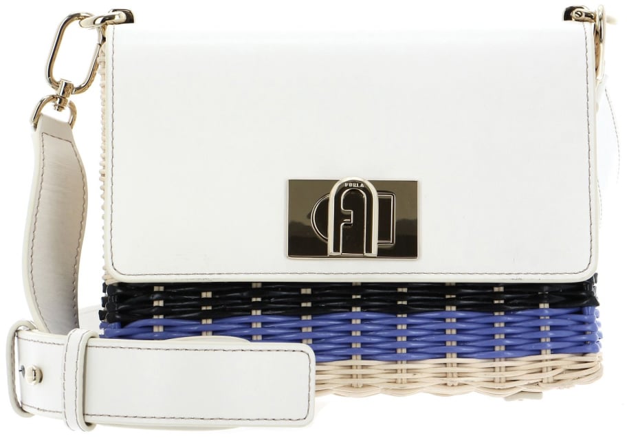 Furla 1927 Logo Wicker Shoulder Bag Wit