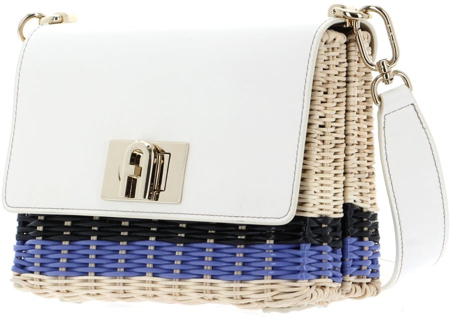 Furla 1927 Logo Wicker Shoulder Bag Wit