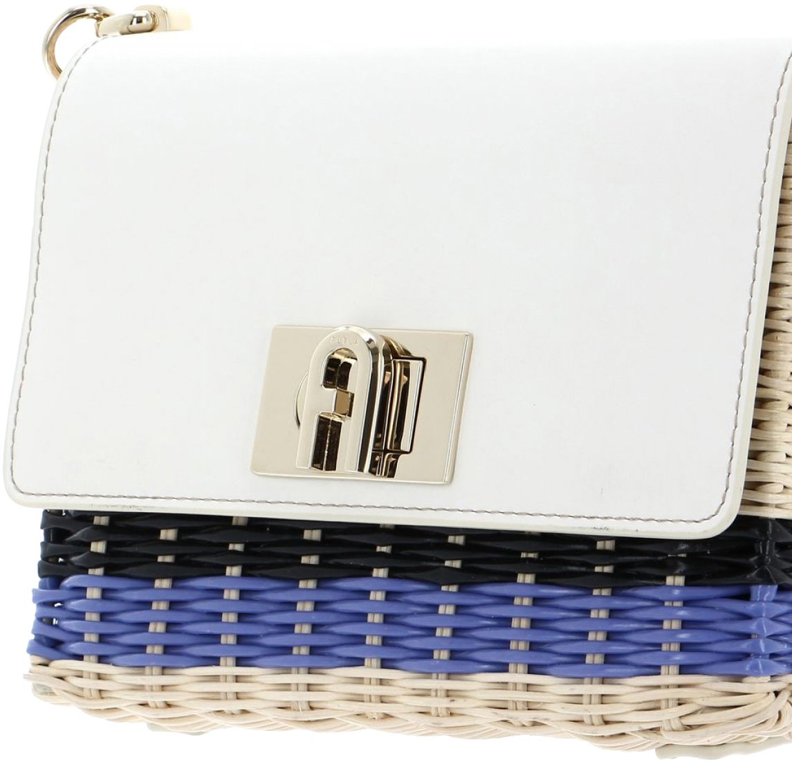 Furla 1927 Logo Wicker Shoulder Bag Wit