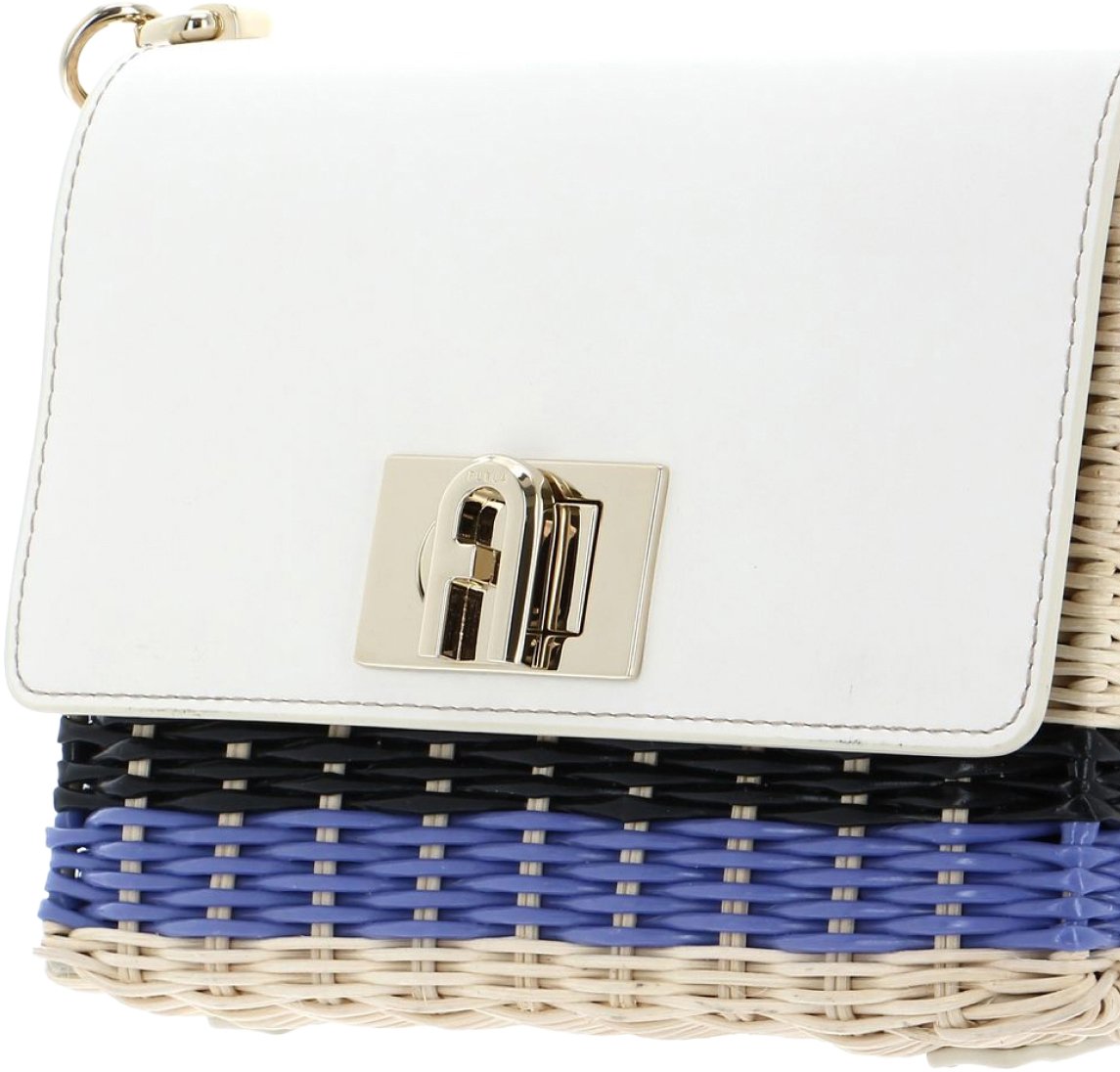 Furla 1927 Logo Wicker Shoulder Bag Wit