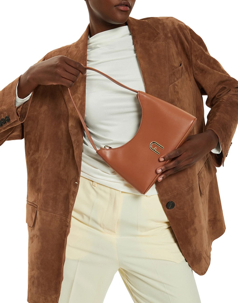 Furla Diamante Logo Shoulder Bag Bruin