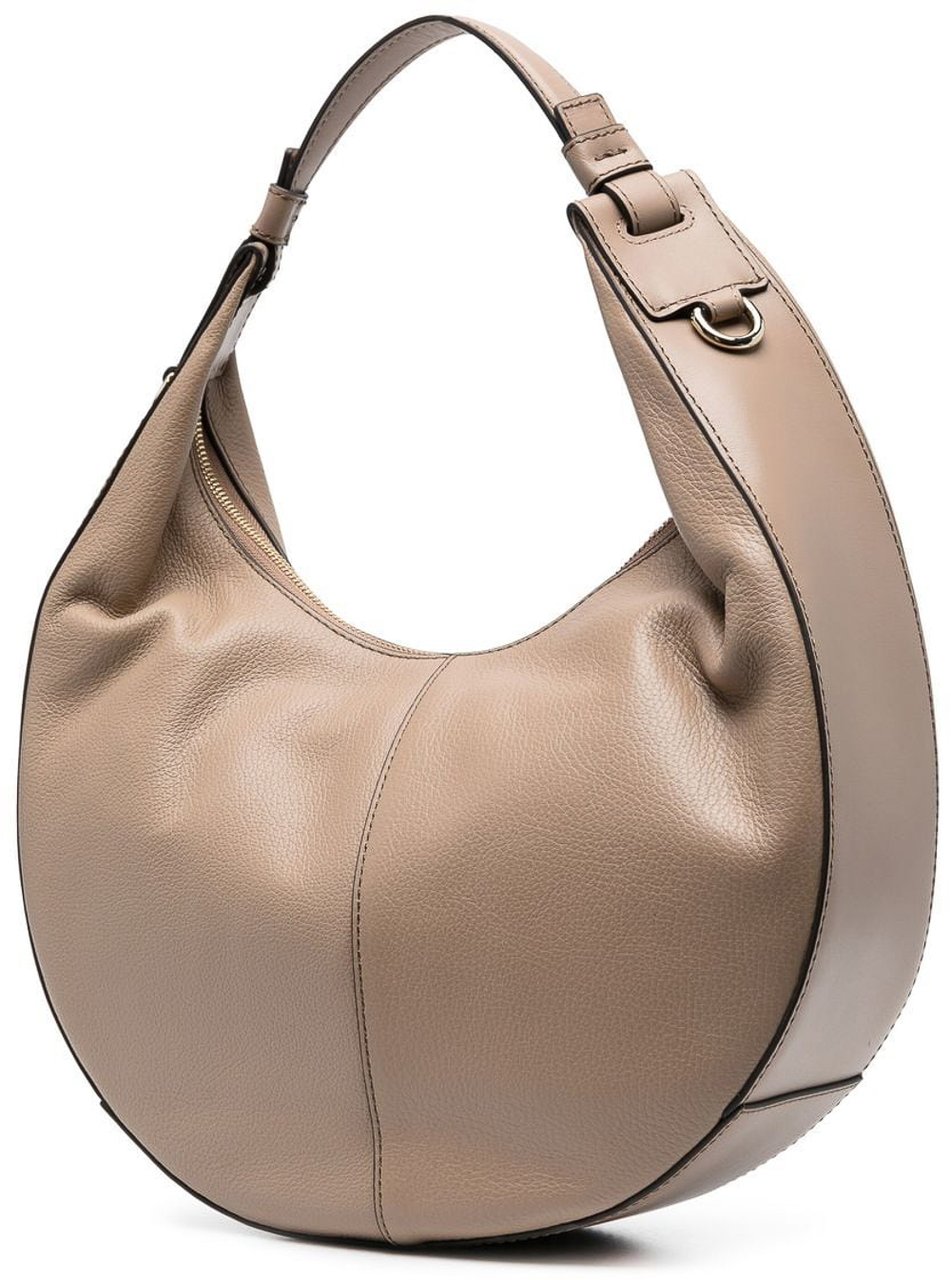 Furla Crescent-Shaped Grey Leather Bag with Adjustable Strap Bruin