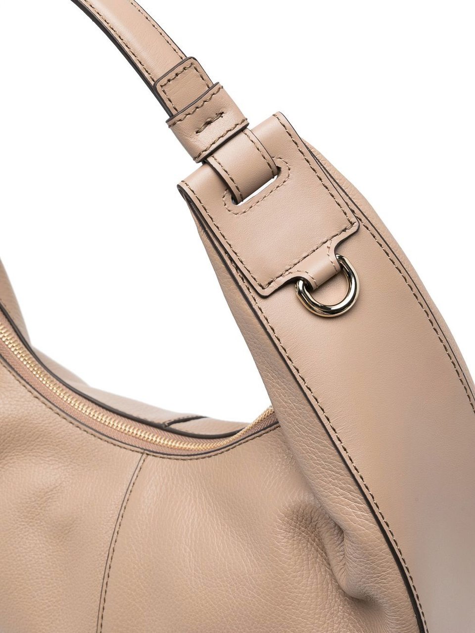 Furla Crescent-Shaped Grey Leather Bag with Adjustable Strap Bruin