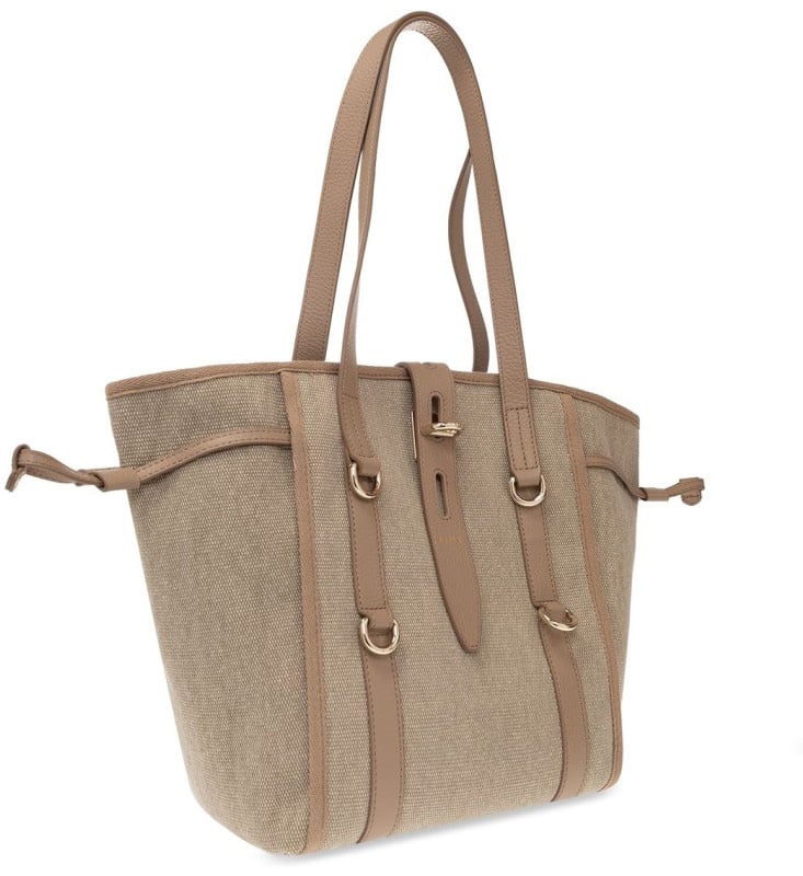 Furla Textured Fabric Handbag With Leather Accents Roze