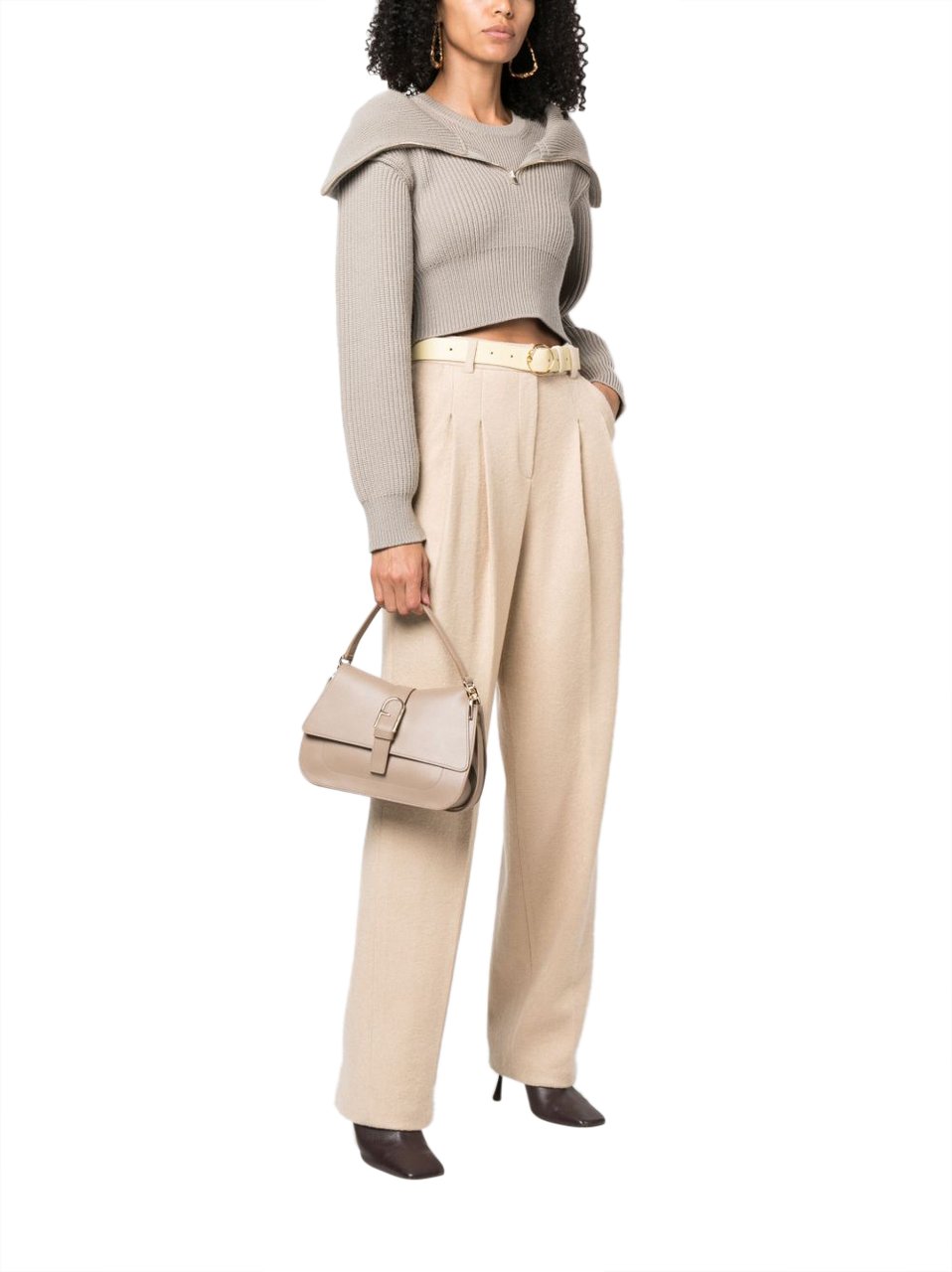 Furla Furla Flow M Top Handle Greige Grijs