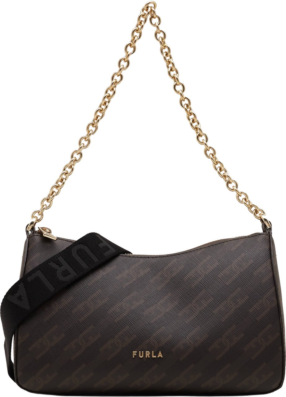 Furla Structured Monogram Bag with Chain Strap Neutraal