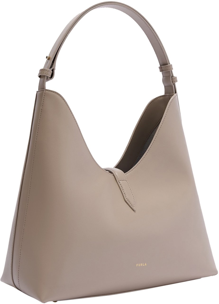 Furla Furla hobo bag goccia m in leather color linen Neutraal