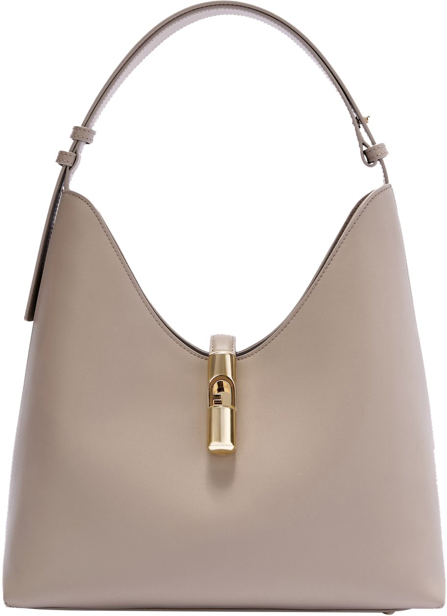 Furla Furla hobo bag goccia m in leather color linen Neutraal