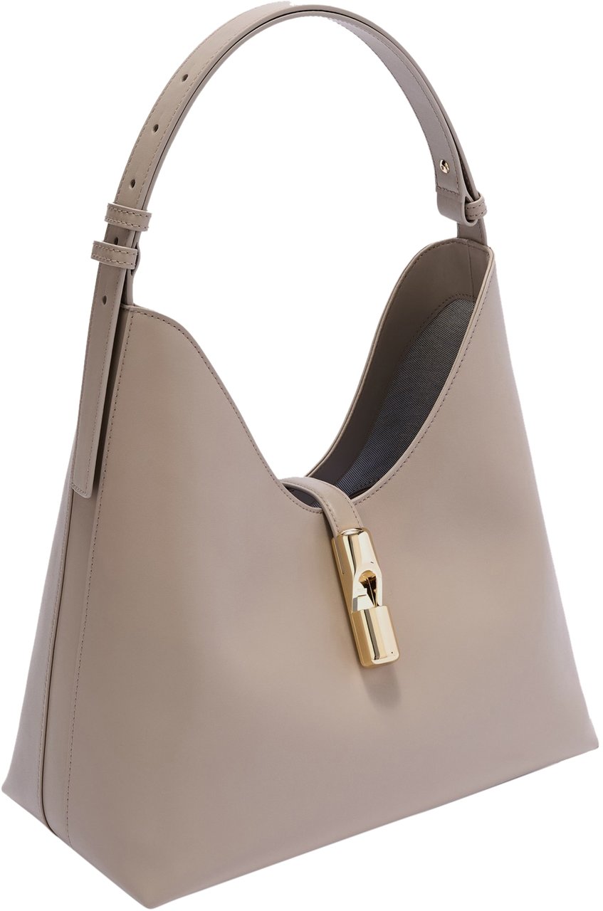Furla Furla hobo bag goccia m in leather color linen Neutraal