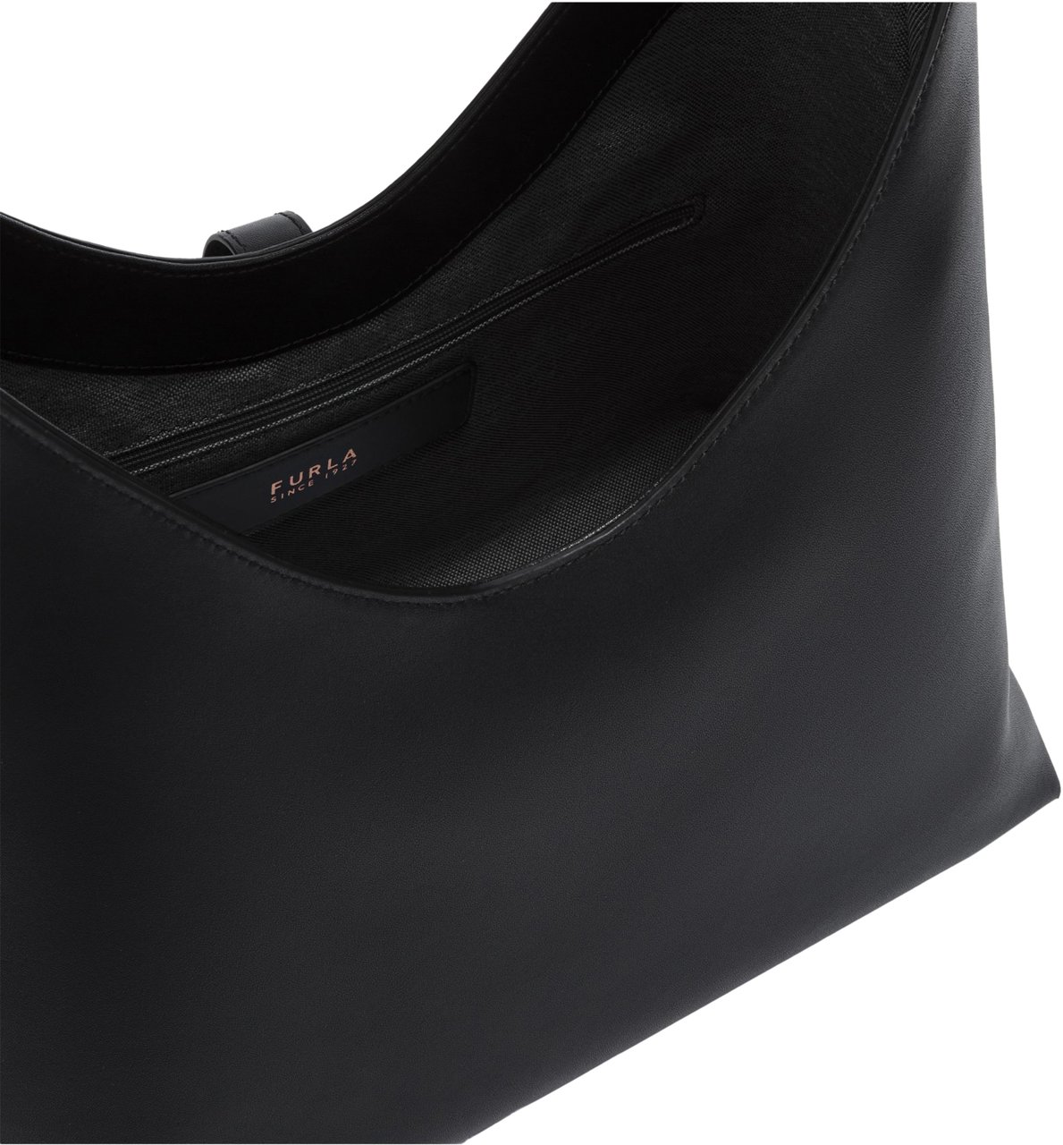 Furla Furla goccia m leather shoulder bag black color Zwart