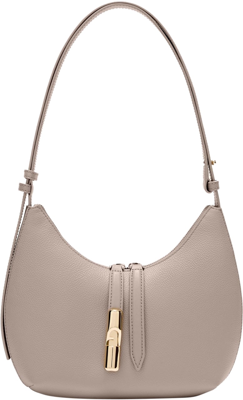 Furla Furla drop s linen leather shoulder bag Neutraal