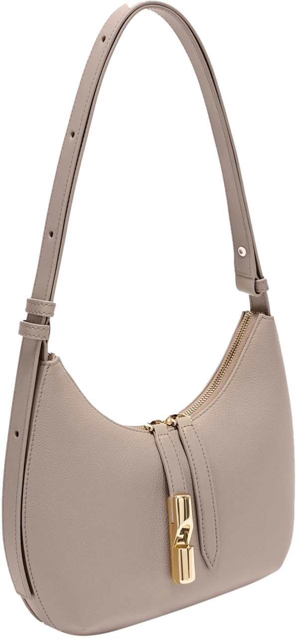 Furla Furla drop s linen leather shoulder bag Neutraal