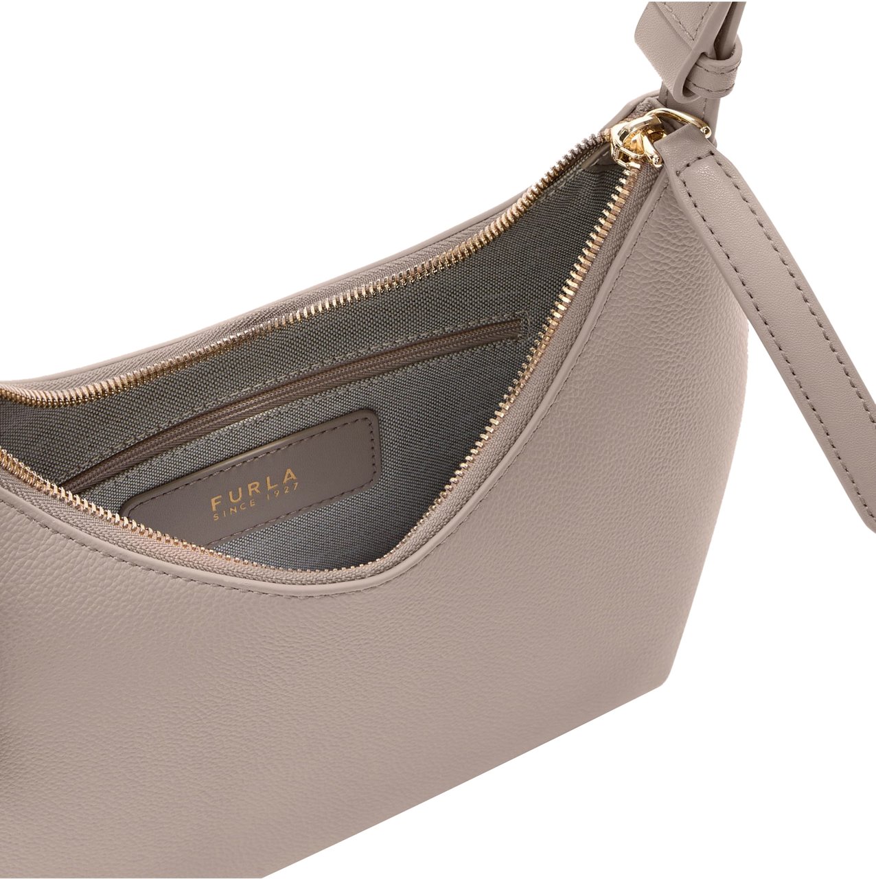 Furla Furla drop s linen leather shoulder bag Neutraal