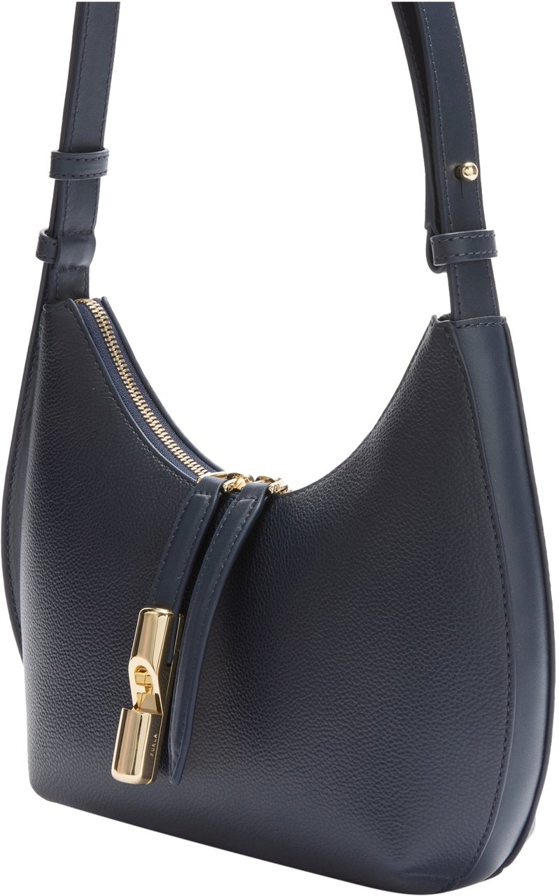 Furla Furla goccia s leather shoulder bag, blue Blauw