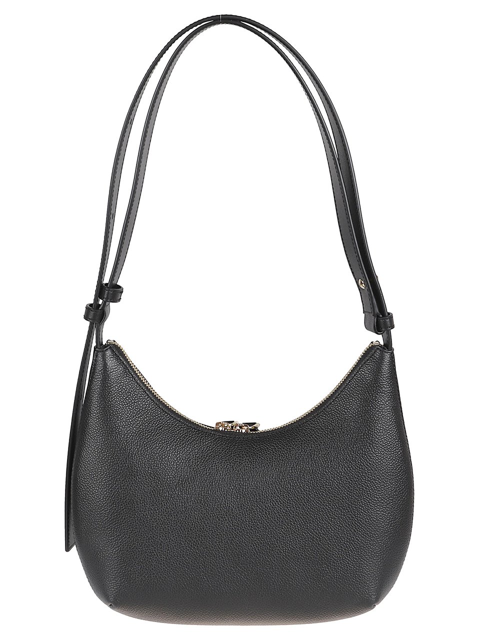 Furla Curved Black Textured Leather Bag with Gold Accents Zwart