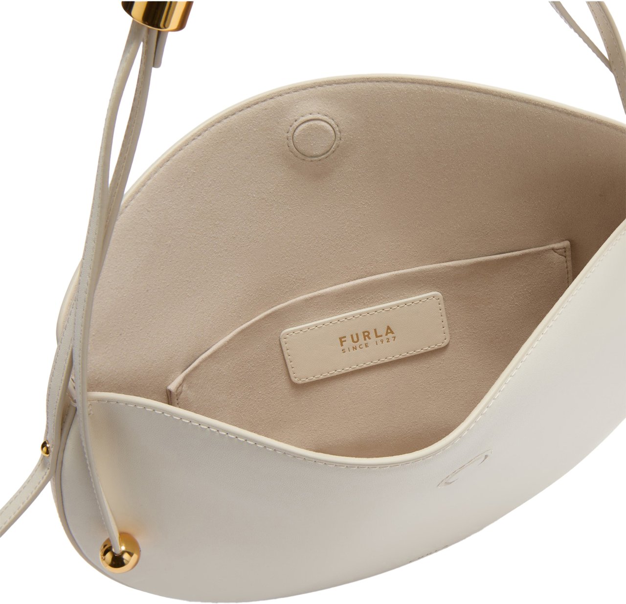 Furla Furla moonstone s leather shoulder bag, cream color Beige