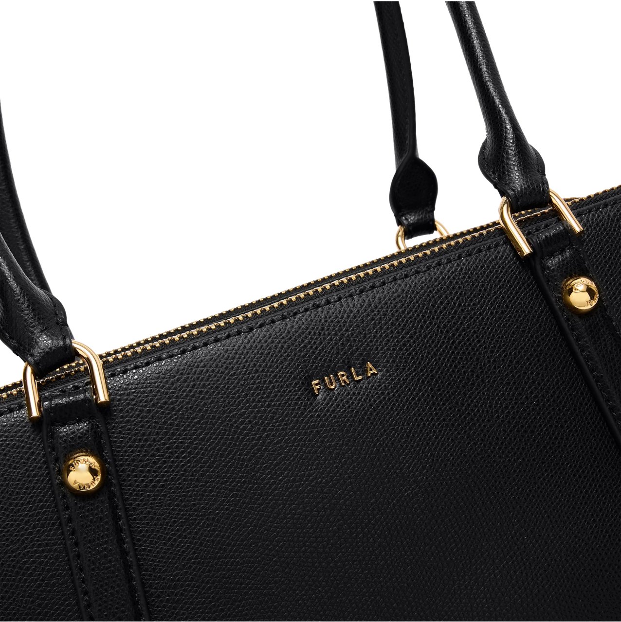 Furla Furla giulia m boston leather shoulder bag, black Zwart