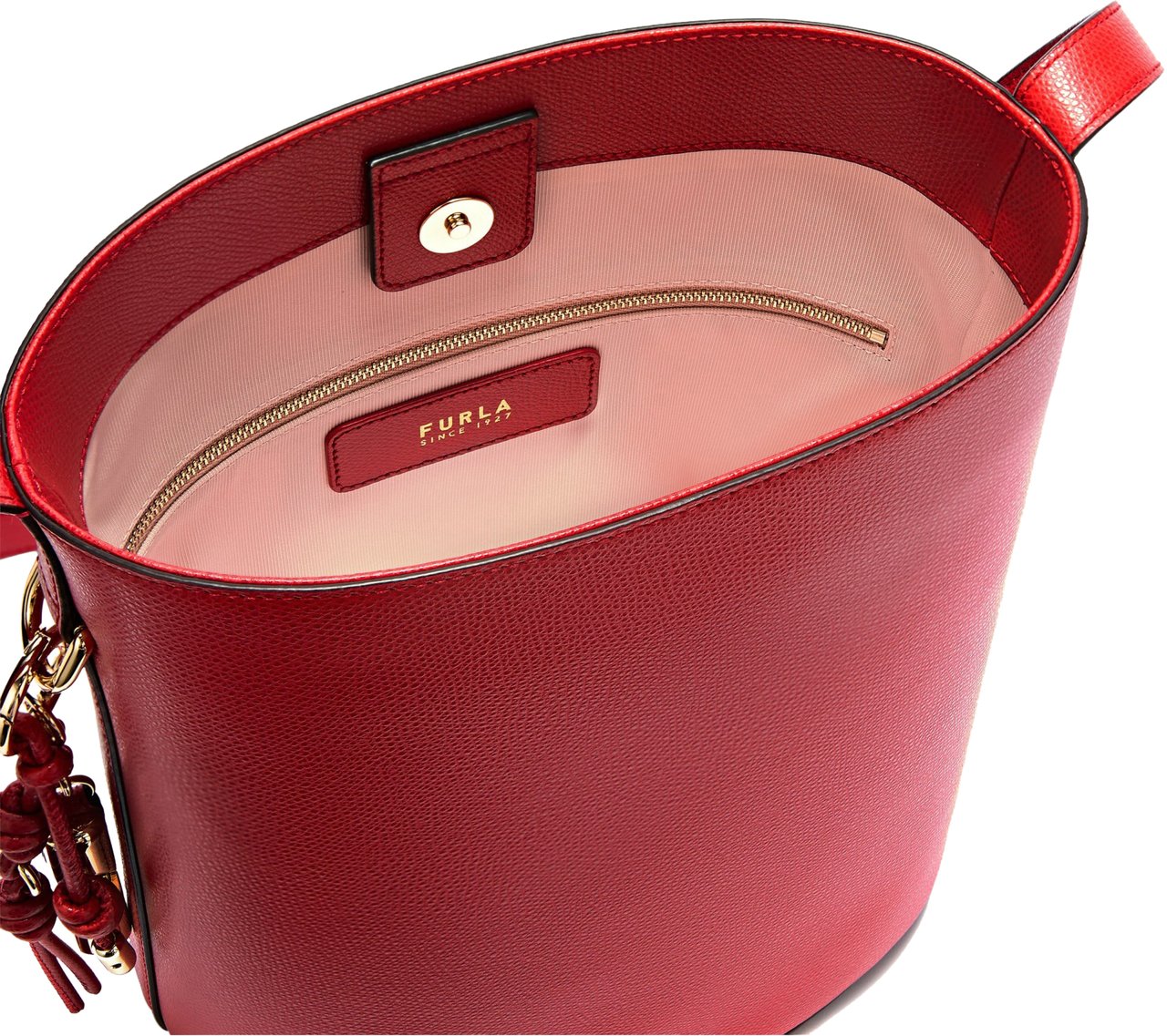 Furla Furla roxie s leather bucket bag, red Goud