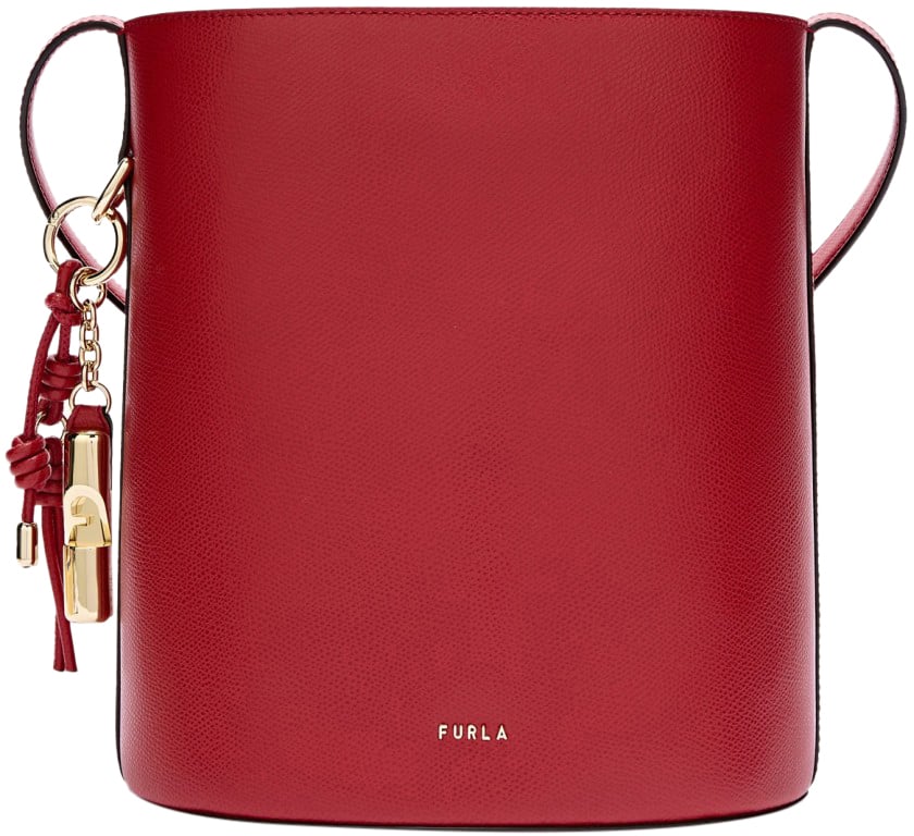 Furla Furla roxie s leather bucket bag, red Goud
